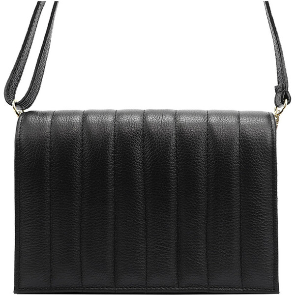 Gregorio Čierna prešívaná kožená crossbody kabelka L31179 67128967