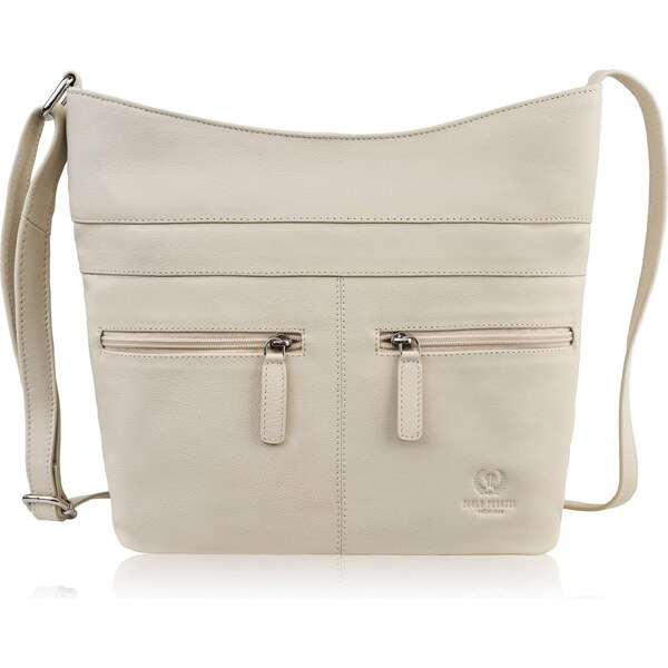 Paolo Peruzzi Priestranná kožená taška cez rameno pre ženy | béžová AY 67123243