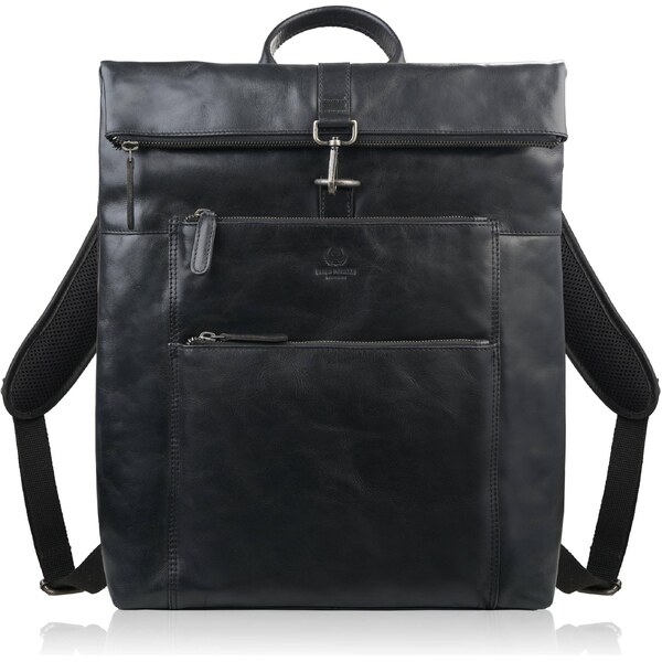 Paolo Peruzzi vintage kožený batoh na notebook s rolovacím vrchným 67062719