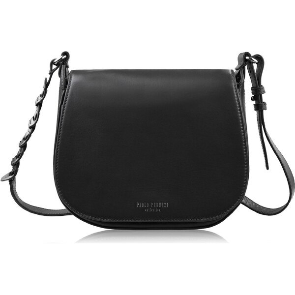 Paolo Peruzzi Dámska kožená taška cez rameno z hladkej kože | čierna 66887812