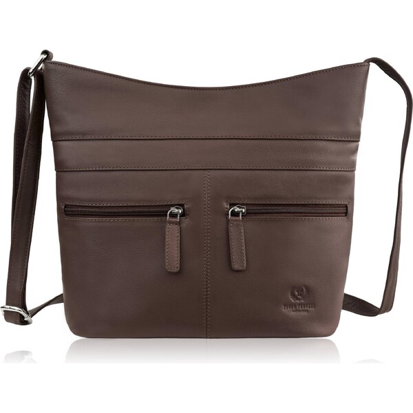 Paolo Peruzzi Priestranná kožená taška cez rameno pre ženy | hnedá AY 67123241