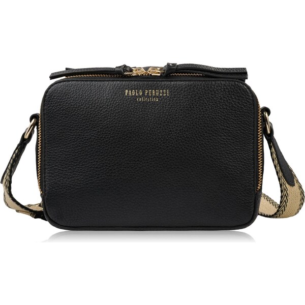 Paolo Peruzzi Dámska kožená taška cez rameno | čierna KV-03-BL 66887815