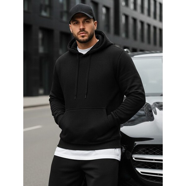 Buďchlap Klasická čierna pánska mikina 34776499