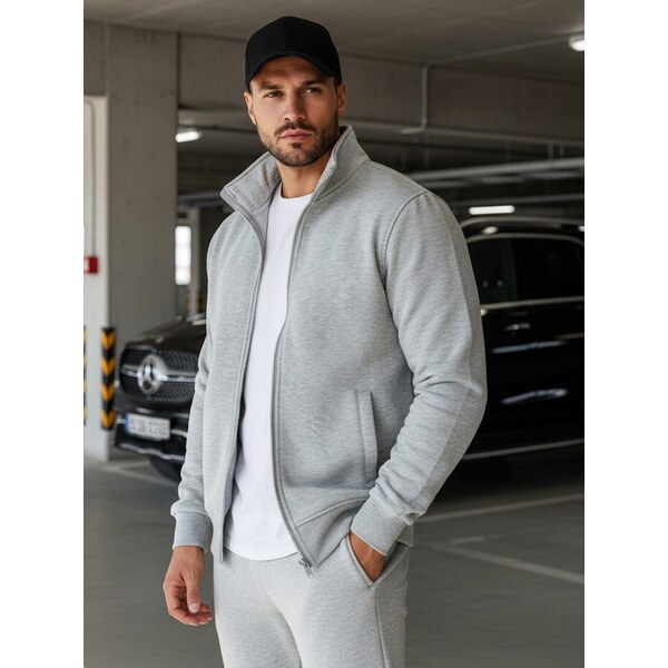 Buďchlap Štýlová šedá jednoduchá mikina 34776736