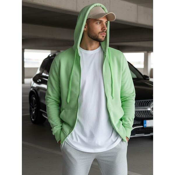 Buďchlap Mätová jednoduchá mikina s kapucňou 34776723