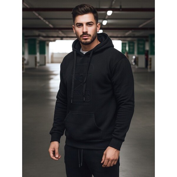 Dstreet Čierna moderná pánska mikina s kapucňou 66197099