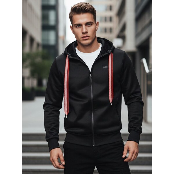 Dstreet Zaujímavá čierna mikina s kapucňou 60805932