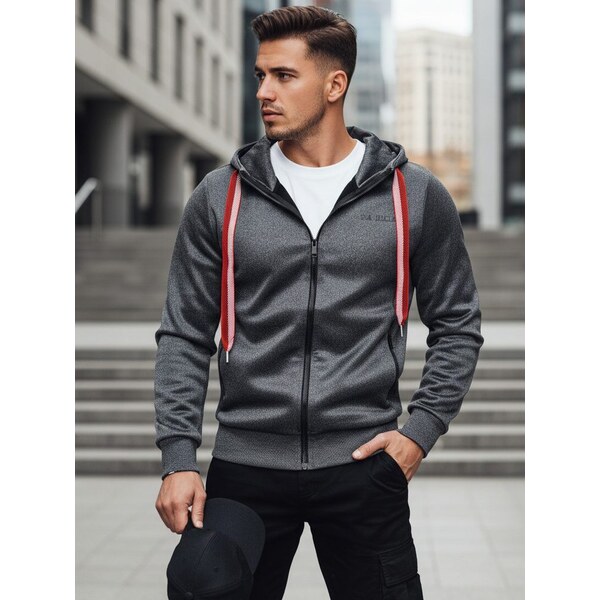 Dstreet Zaujímavá grafitová mikina s kapucňou 60805933