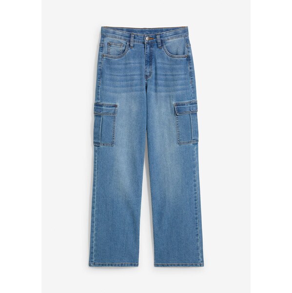 bonprix Strečové džínsy Loose Fit, rovné, s vreckami, farba modrá 62471263