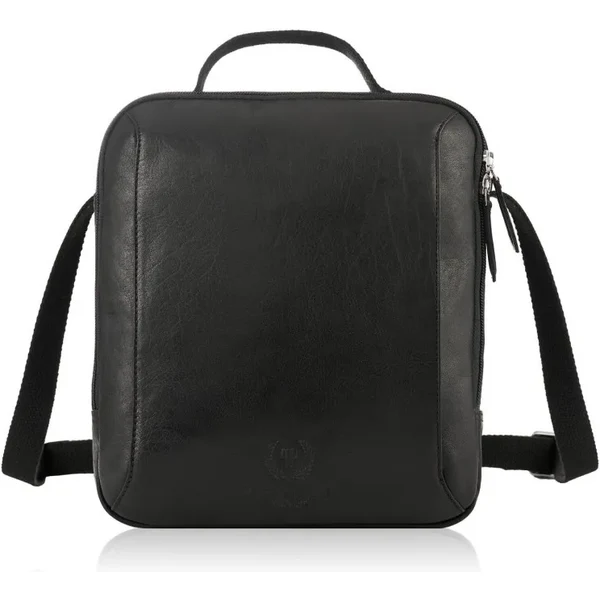 PAOLO PERUZZI Pánska kožená taška cez rameno čierna 67146869