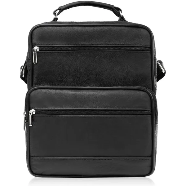 ABRUZZO Pánska kožená taška cez rameno čierna 67146868