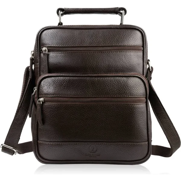 Paolo Peruzzi Pánska kožená taška cez rameno hnedá 67146870