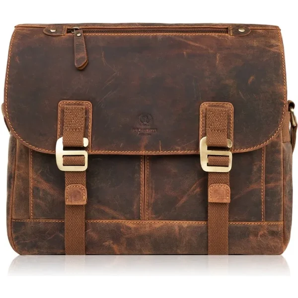 Paolo Peruzzi Pánska veľká kožená taška cez rameno na notebook hnedá 67146872