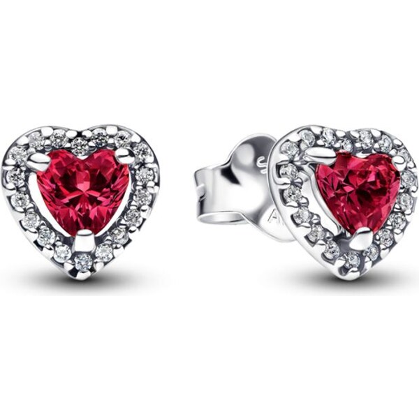 PANDORA náušnice Vyvýšené červené srdce 67147052