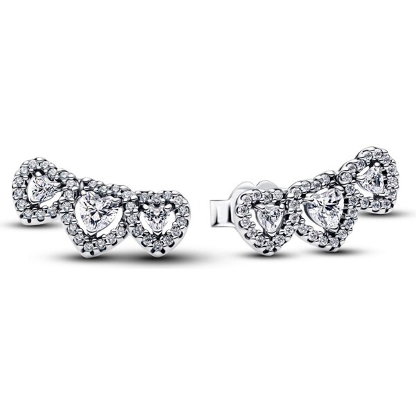 PANDORA náušnice Halo triológie sŕdc 67147060