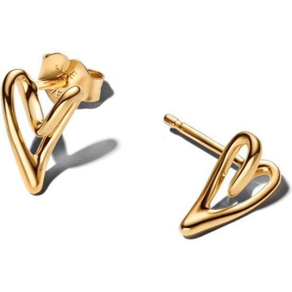 PANDORA pozlátené kôstkové náušnice malé Srdce s organickým tvarom 67147070