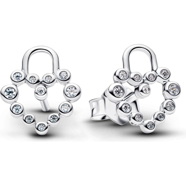 PANDORA náušnice Trblietavý visiaci zámok v tvare srdca 67147086