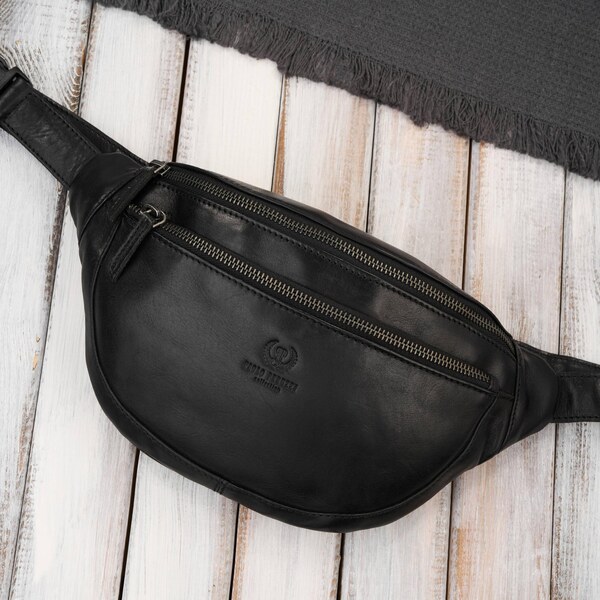 Paolo Peruzzi Pánska kožená taška na opasok | čierna SL-04-BL 67148540