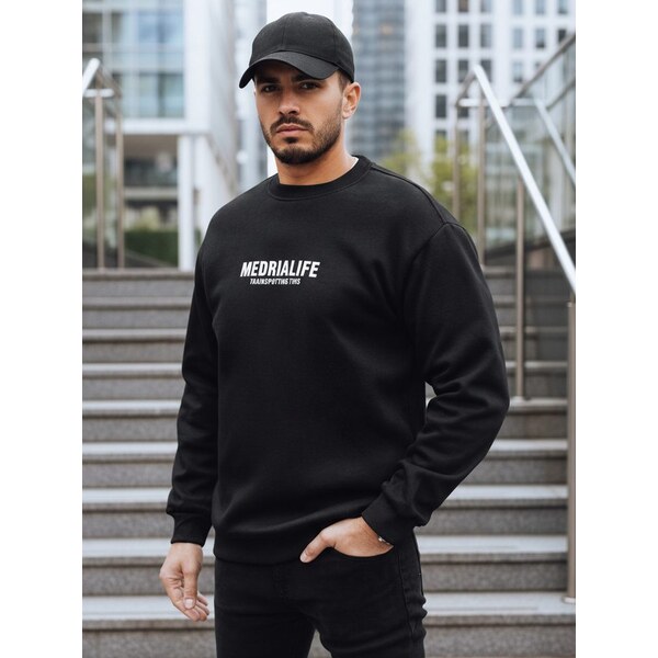 Dstreet Čierna mikina bez kapucne so štýlovým nápisom 66045990