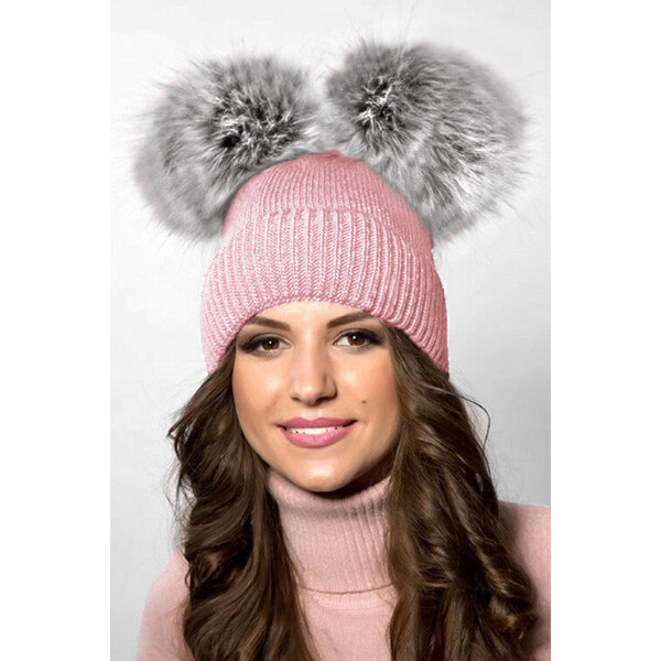 Glara Dámska čiapka s chlpatými brmbolcami 36957101