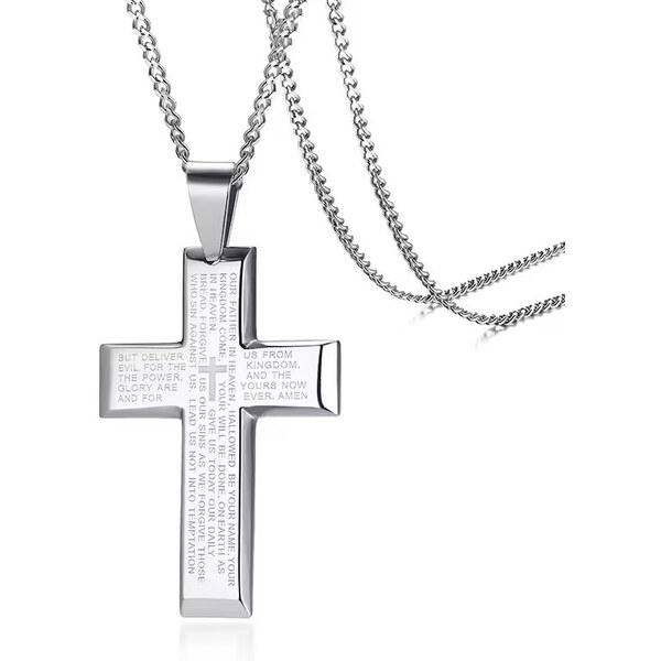 Impress Jewelry Prívesok z chirugickej ocele kríž Leeroy - strieborný 65220527