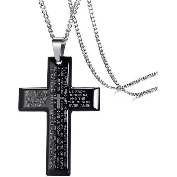 Impress Jewelry Prívesok z chirugickej ocele kríž Leeroy - čierny 65220528