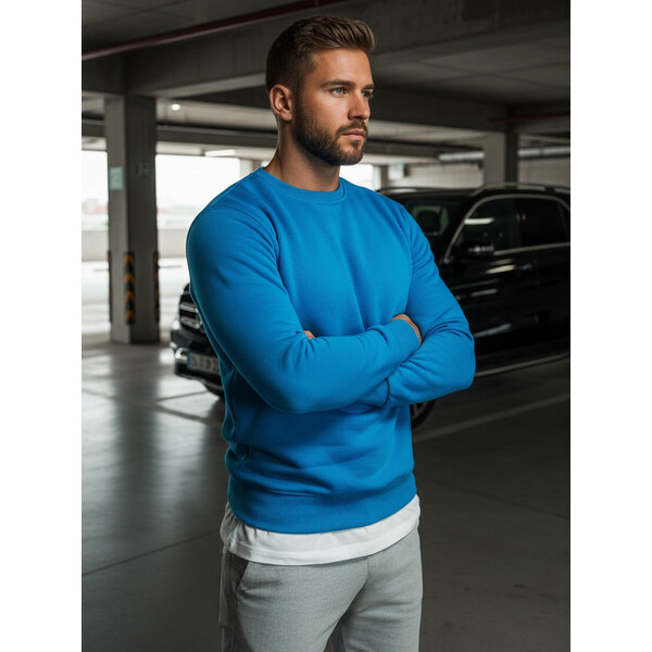 BASIC Pánska modrá mikina BX4386 15718084