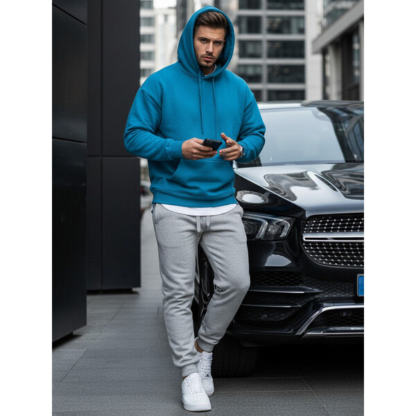 BASIC Modrá pánska mikina s kapucňou BX5108 28544742