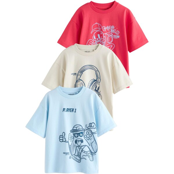 Next Tričko béžová / námornícka modrá / svetlomodrá / červená 67179164