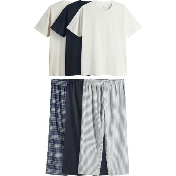 The Set Dlhé pyžamo námornícka modrá / svetlomodrá / sivá / biela 67179350