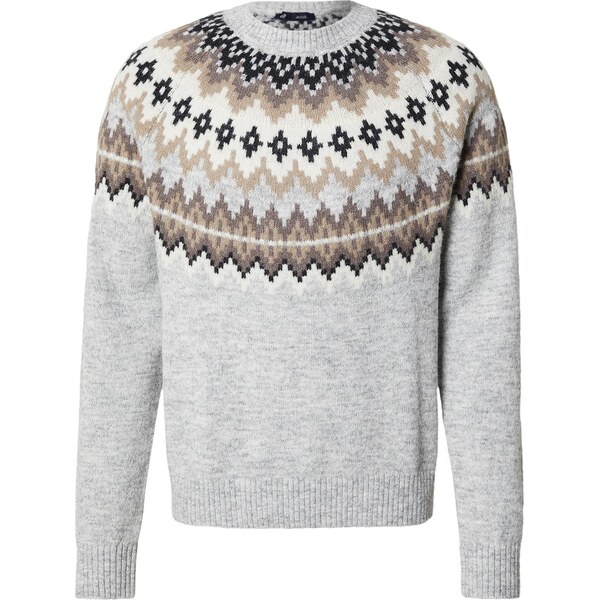 GAP Sveter FAIR ISLE YOKE svetlohnedá / sivá melírovaná / čierna 67179883