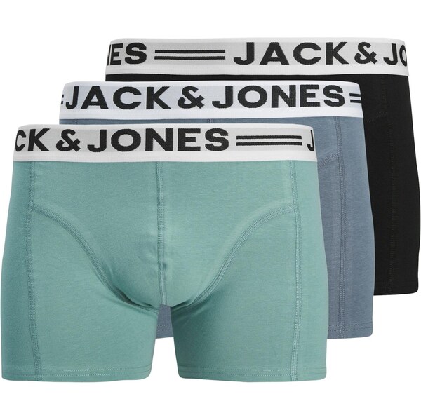 JACK & JONES Boxerky JJSense zafírová / nefritová / čierna / biela 67183262