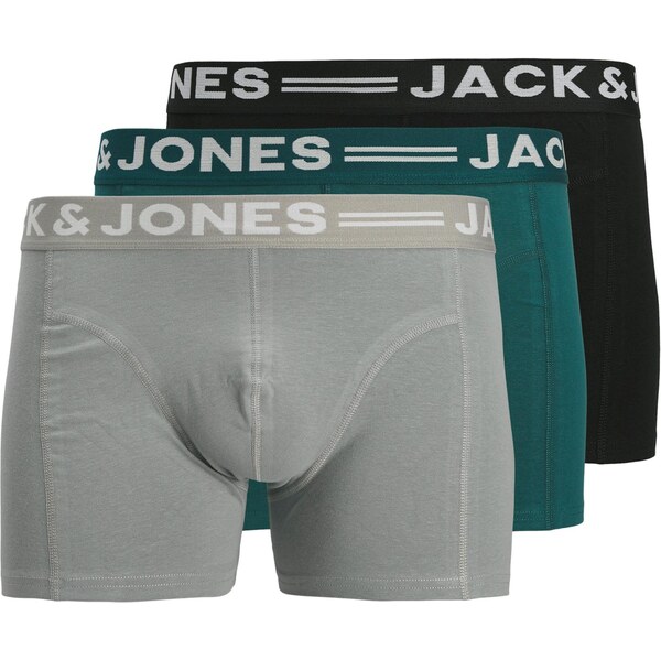 JACK & JONES Boxerky JJSense dymovo modrá / jedľová / čierna / biela 67183272