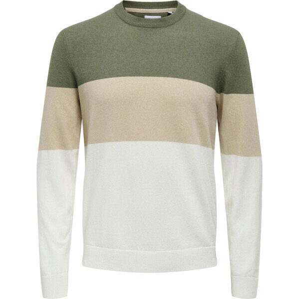 Only & Sons Sveter ONSRex béžová / olivová / biela 67183429