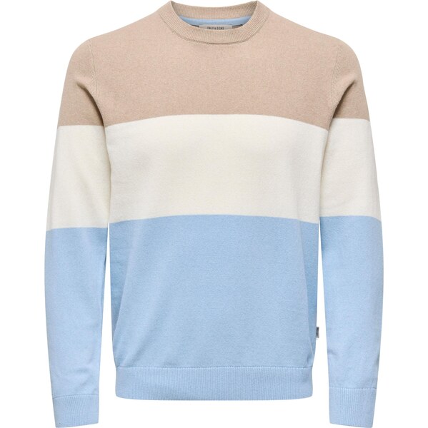 Only & Sons Sveter ONSREX krémová / svetlomodrá / mokka 67183431