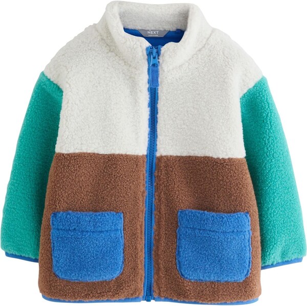 Next Flisová bunda azúrová / tmavomodrá / hnedá / prírodná biela 67183610