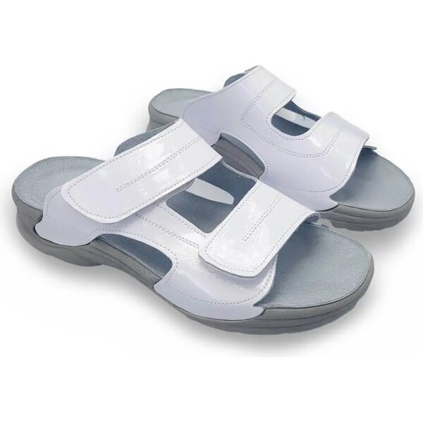 Dámske zdravotné ortopedické šľapky biele lesklé (38) 60872502