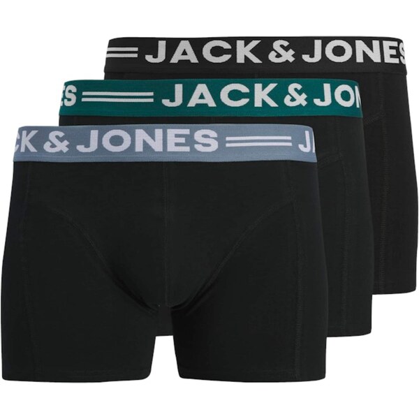 JACK & JONES Boxerky Sense svetlomodrá / tmavozelená / čierna / biela 67186210