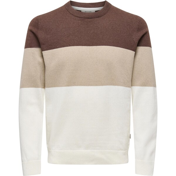 Only & Sons Sveter ONSREX tmavohnedá / biela ako vlna / prírodná biela 67186285