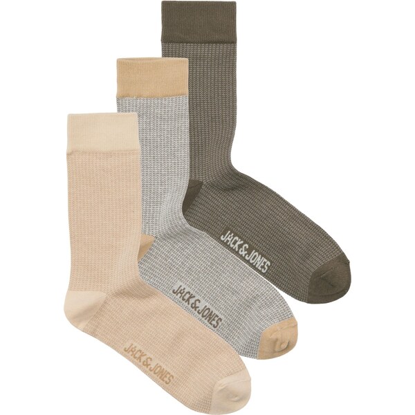 JACK & JONES Ponožky JACBRYAN BIRD EYE béžová / sivá / sivá melírovaná 67192851