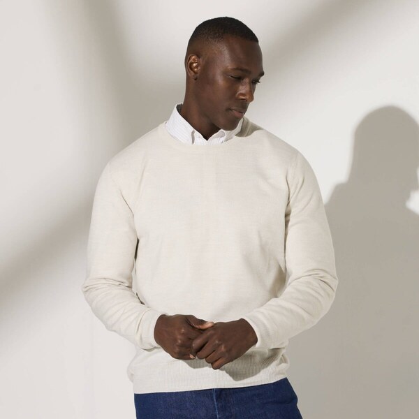 Pulóver s okrúhlym výstrihom, 100 % akryl svetlosivý melír 086 61916480