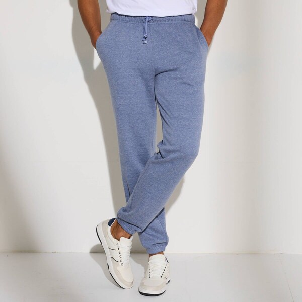 Nohavice z česaného moltonu s pružnými lemami modrá džínsová 042 61916536