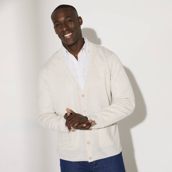 Sveter na zapínanie svetlosivý melír 086 Blancheporte 62197624