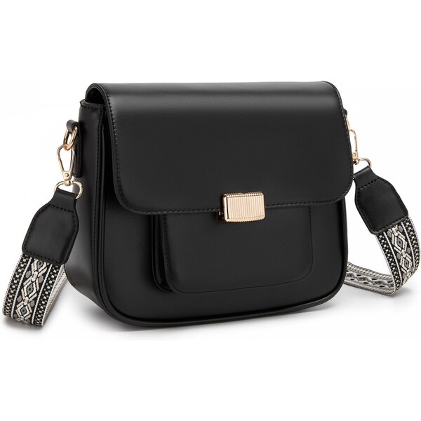 Miss Lulu Kabelka – crossbody s odnímateľným tkaným popruhom, čierna 67195028