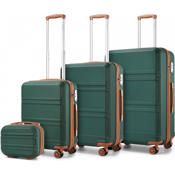 KONO Set 4 cestovných kufrov Ariel, zelenohnedý 67195032