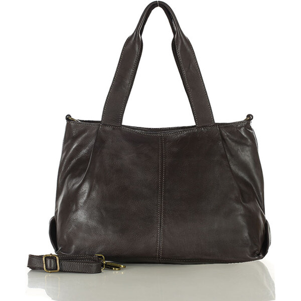 MARCO MAZZINI Kožená kabelka cez rameno | tmavohnedá v255d 67198504