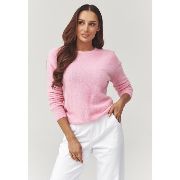 Makadamia Mäkký dámsky sveter s okrúhlym výstrihom C40 | púdrovo 67198559