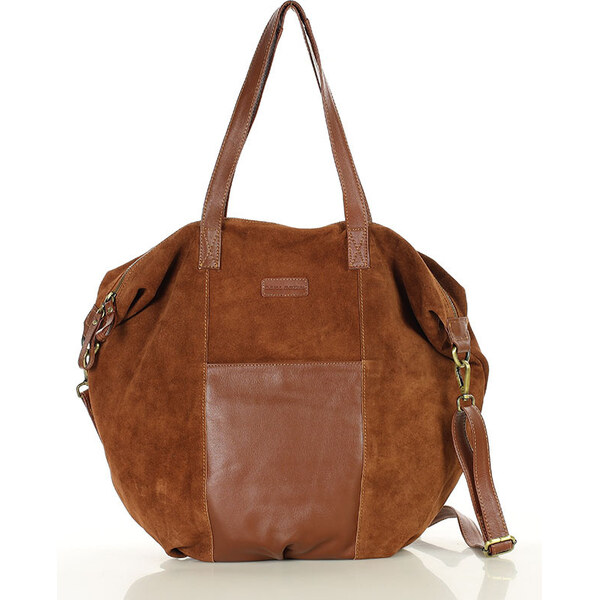 MARCO MAZZINI Dámska shopper taška zo semišovej kože s vreckami | 67214324