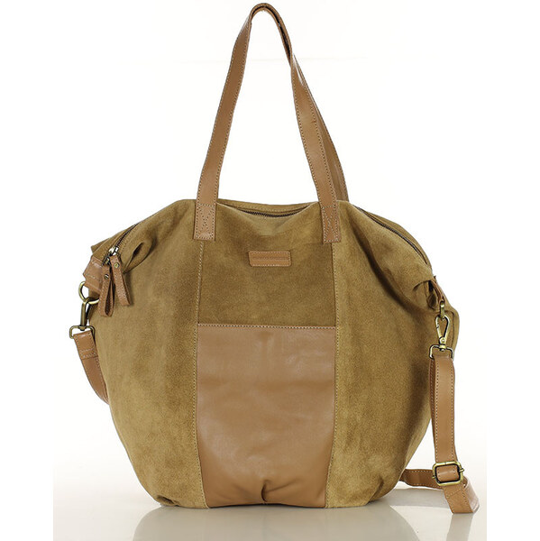 MARCO MAZZINI Dámska shopper taška zo semišovej kože s vreckami | 67214326