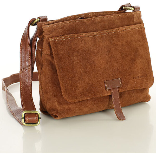 MARCO MAZZINI Semišová kožená taška cez rameno | camel vs50bb 67214330